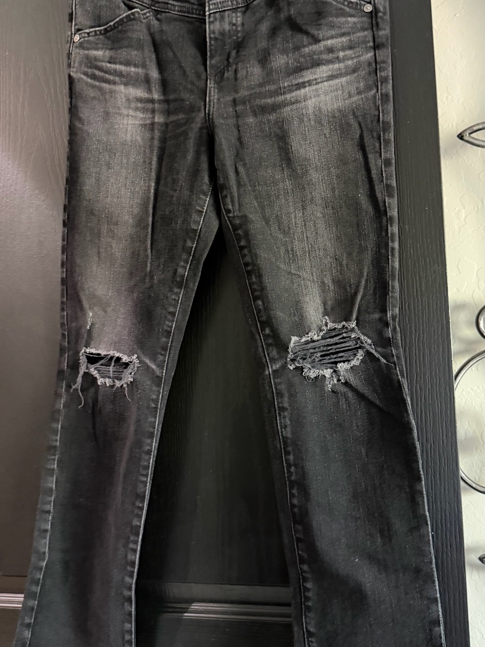 Ag Adriano Goldschmied Black Distressed Skinny Jeans